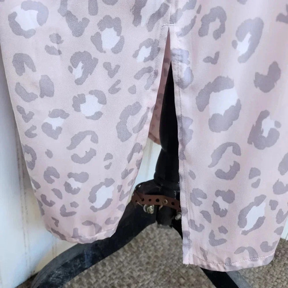 Kate Spade Panthera Cheetah Short Sleeve Midi Dress Pink Slip Tunic Satin Sz M - Picture 5 of 11